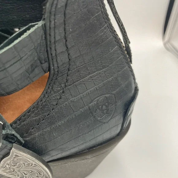 Ariat Dulce Black Leather Western Ankle Boots Buckle Detail Size 6.5‎ - Picture 7 of 15